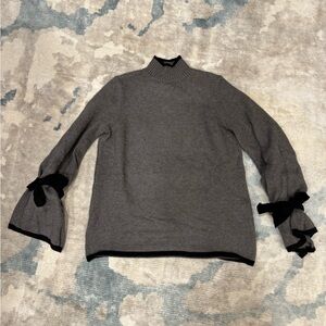 Gray Sweater with Black Bow Accents